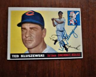 Signed 1955 topps card by slugger Ted Kluszewski