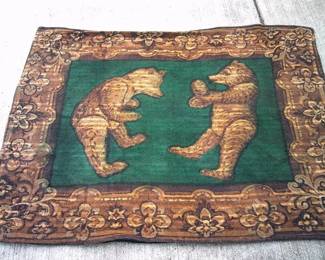 DSCF0056 rare Sleigh Blanket with two teddy bears. 45"x60"
