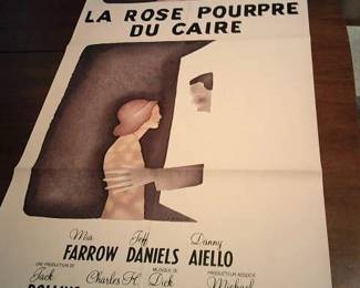 Fantastic french movie poster for the "Purple Rose of Cairo" starring Mia Farrow and Jeff Daniels.1985.