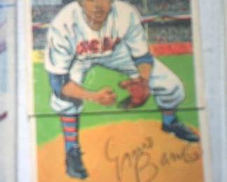 1955 topps Doubleheader card of Hall-of-fame Cub Ernie Banks autographed.