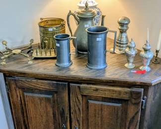 Antique pewter and brass