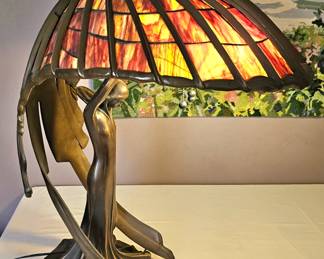 Art Nouveau "Flying Lady" table lamp by designer Peter Behrens.