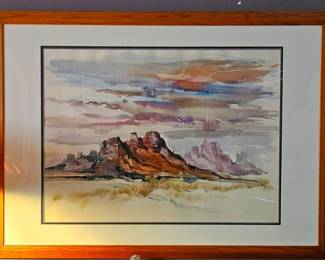Original watercolor by acclaimed Japanese-American listed artist HENRY FUKUHARA.