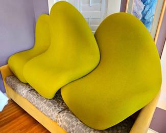 MCM set of 3 "Tongue Chairs" lounge chairs designed by Pierre Paulin.