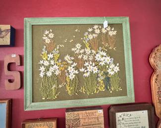 Vintage needlepoint floral art