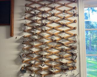 Accordion rack with vintage cookie cutters