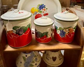 Enamel kitchen canisters