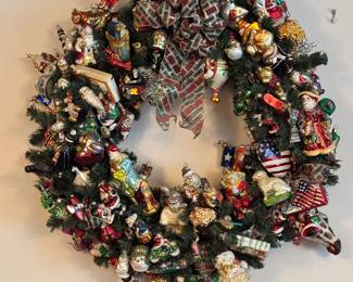 Christopher Radko wreath over 100 ornaments