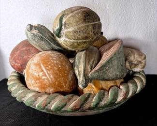 Large Vintage Terracotta Mexican Fruit Bowl and Fruit