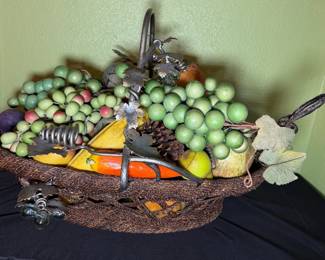 Decorative Woven Basket W Metal Handle