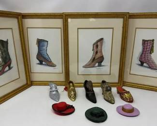 Peggy Abrams Watercolor Prints of Victorian Shoes Other Decor