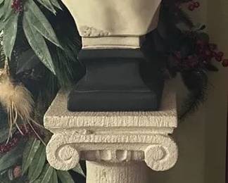 Reproduction PlasterLike Beethoven Bust Inspired by Hugo Hagen with Scrolled Plaster Pedestal