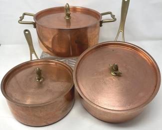 Vintage Daniel Cremieux Copper Pot with Lids Designed in France
