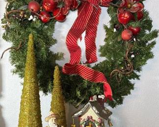 Resin Tea Light Holiday House, Faux Apple Magnolia Wreath Poncho Navidad Intl and More