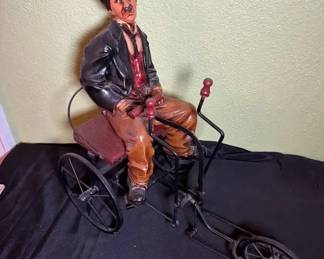 Vintage Charlie Chaplin on Tricycle SculptureFigurine