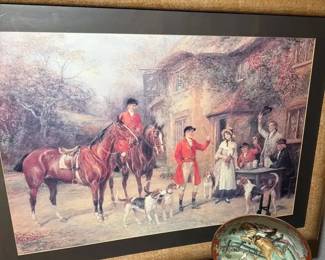 Heywood Hardy A Meeting at the Three Pigeons Matted Framed Print with Equestrian Ceramic Bowl