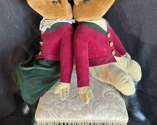 Hanfords Mr and Mrs Fox Huntsman Resting on Upholstered Stool