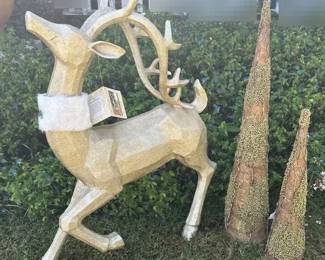 Christmas at Biltmore 38 Glitter Reindeer and Gold Glitter Beaded Grapevine Trees