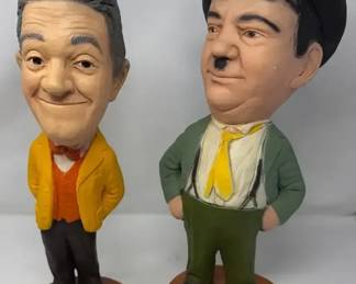 Vintage EscoStyle 17 Stan Laurel Oliver Hardy Chalkware Statues
