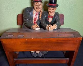 Large Laurel Hardy Wood Resin Figurine