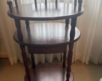 Mahogany three tier dumbwaiter