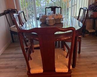 Inlaid MOP d/r set 6 chairs/1 fill /glass top