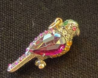 Tiny amethyst, citrine, ruby bird pendant