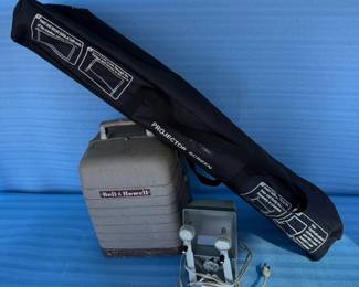 Lot #64 - Bell & Howell Film Projector, Dual-Lamp Viewer & Projection Screen