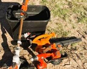 Lot #87 - Black & Decker Power Tools with Yard Tools & Storage Tub
