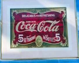 Lot #76 - Coca-Cola Framed Advertising Print – 5-Cent Design