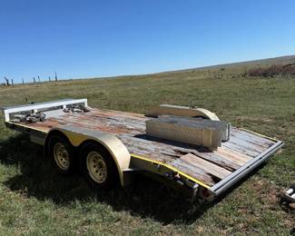 Lot #2 - Tandem-Axle Flatbed Trailer with Ramps & Tractor Supply Toolbox