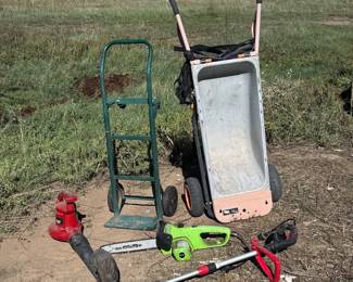 Lot #5 - Yard Tool Bundle: Gorilla Cart, Hand Truck, Toro Blower & Portland Chainsaw