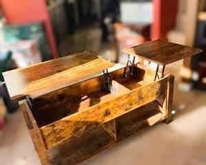 Lot #78 - Rustic Wood-Look Lift-Top Coffee Table with Storage