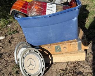 Lot #22 - Mercedes-Benz Wheel Covers & Assorted Automotive Lights and Parts