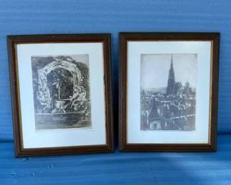 Lot #74 - Two Framed European Cityscape & Fountain Prints