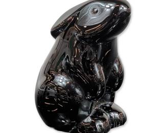 Baccarat Black Crystal Rabbit Figurine