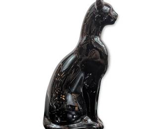 Baccarat French Black Crystal Egyptian Cat Figurine