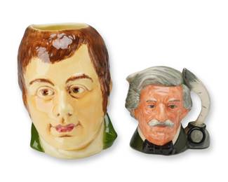 Sylvac and Royal Doulton Literary Character Jugs, Robert Burns and Mark Twain
