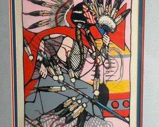 Dennis Belindo Signed Kiowa Blackleggins Native American Art Print 20/50