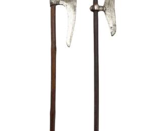 Pair of Antique Hand-Forged Ethnographic Battle Axes - African & Indo-Persian
