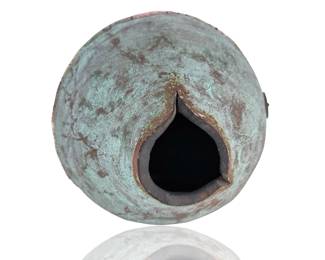 Kristy Dial Signed Fine Gourd Art Vessel Patina & Gold Mixed Media Sculpture