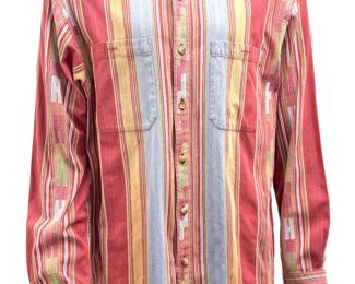 Vintage Territory Ahead Southwestern Woven Cotton Stripe Shirt Men's Large