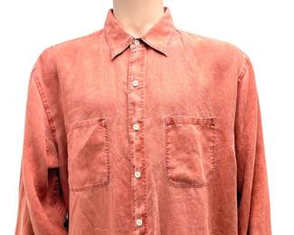 Vintage The Territory Ahead Men's Linen Shirt Terracotta Rust Size LT Large Tall