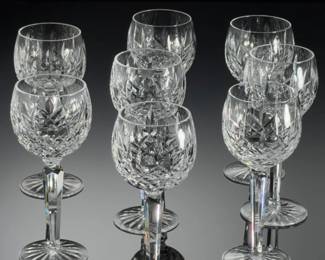Lot of 8 Waterford Crystal Lismore Wine Hock Glasses Stemware Set