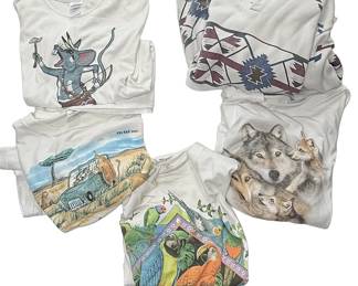 Vintage 90s Graphic T-Shirt & Sweatshirt Lot of 5 - Far Side, Wolves, Aztec XL