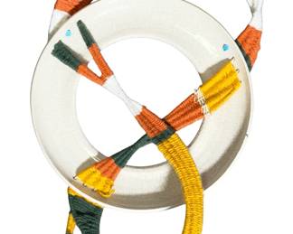 Ron Krug Mid-Century Modern Studio Art Ceramic & Yarn Mixed Media Sculpture
