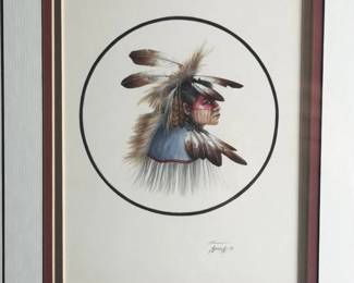 Lee Bocock Original Native American Portrait Painting Signed Framed