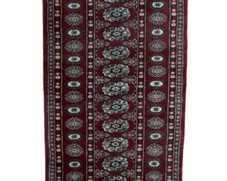 Hand-Knotted Pakistani Bokhara Wool Rug Runner - 8ft Crimson Red