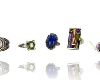 Estate Statement Cocktail Ring Lot - 9 Pc Designer Inspired Colorful Crystal