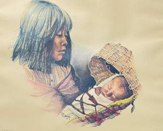 Tim Gallegly Signed & Numbered Print "Bonded Love" Native American Mother